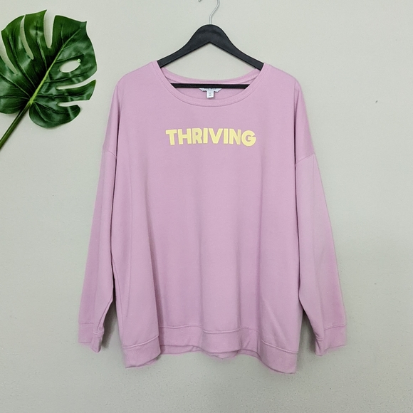 Nine West light purple pink yellow fleece crew neck sweatshirt size 2X - Picture 2 of 7